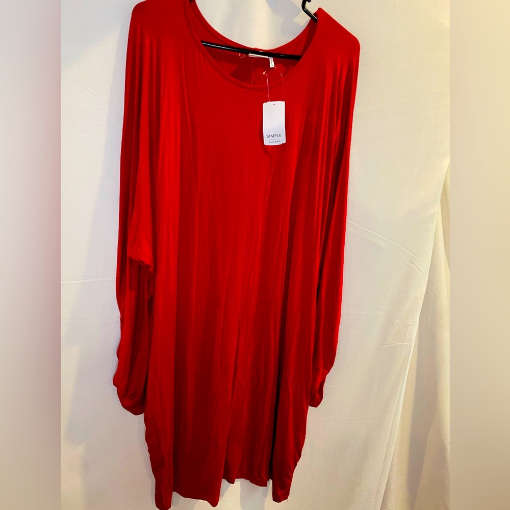 NWT 1x Simple by Suzanne Betro Ruched Tunic Dress Pockets Maternity Comfy Soft